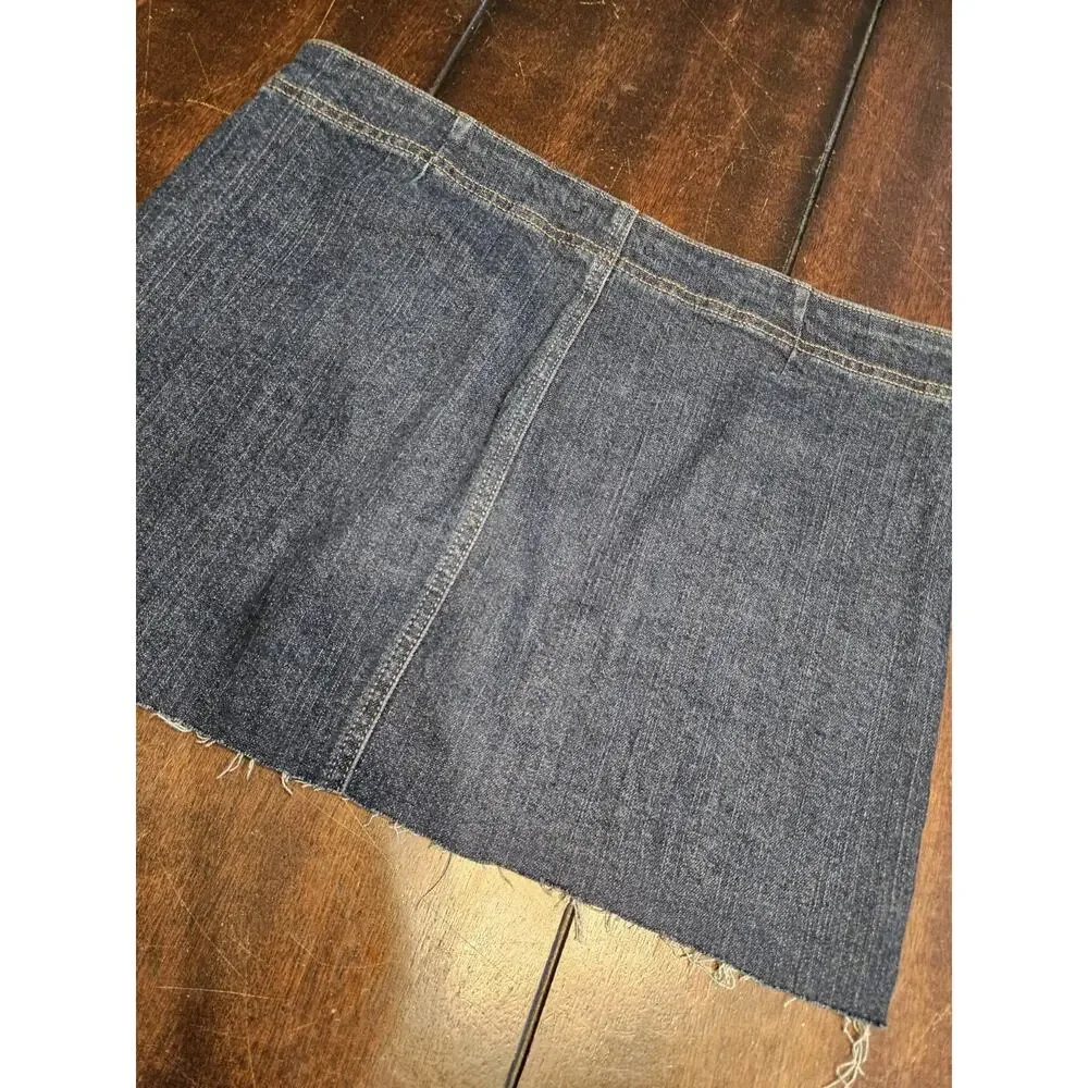 Garnet Hill Straight Faux Wrap Denim Skirt Womens Size 6 Cut Off